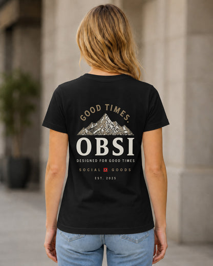 OBSI Good Times Peak T-Shirt – Frauen Shirt Schwarz, Rückenprint