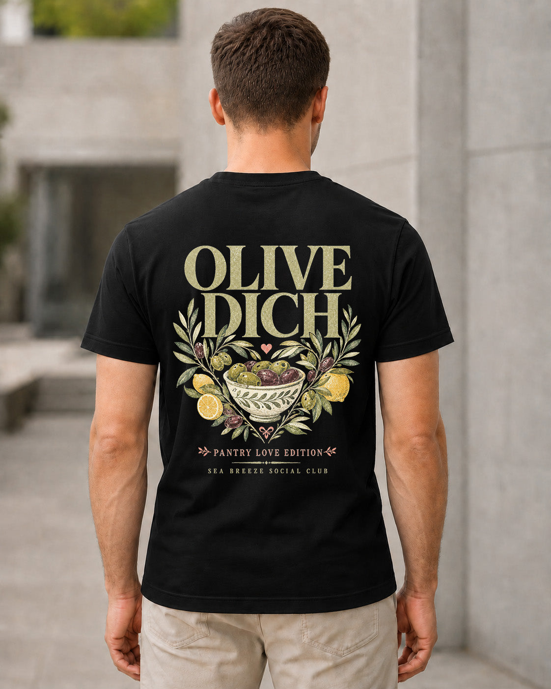 Olive Dich T-Shirt – Bio-Baumwolle Shirt Schwarz, Rückenprint