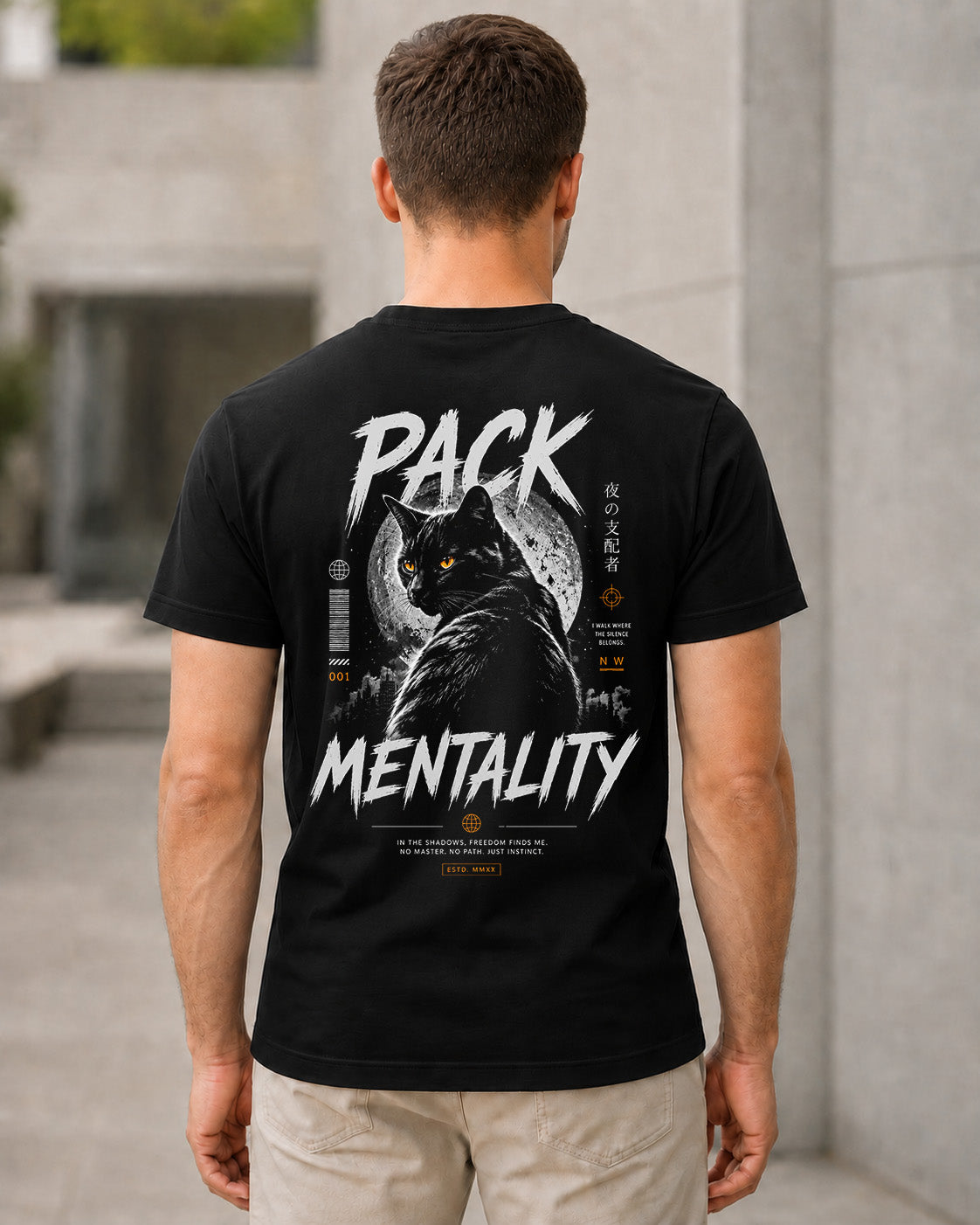 Pack Mentality T-Shirt – Bio-Baumwolle Shirt Schwarz, Rückenprint