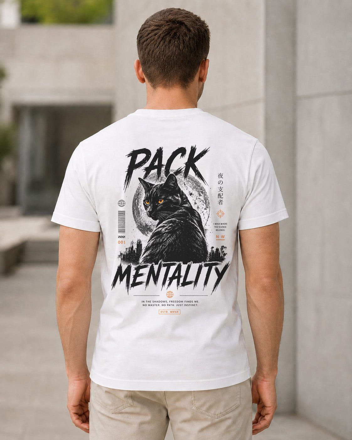 Pack Mentality T-Shirt – Bio-Baumwolle Shirt Weiss, Rückenprint