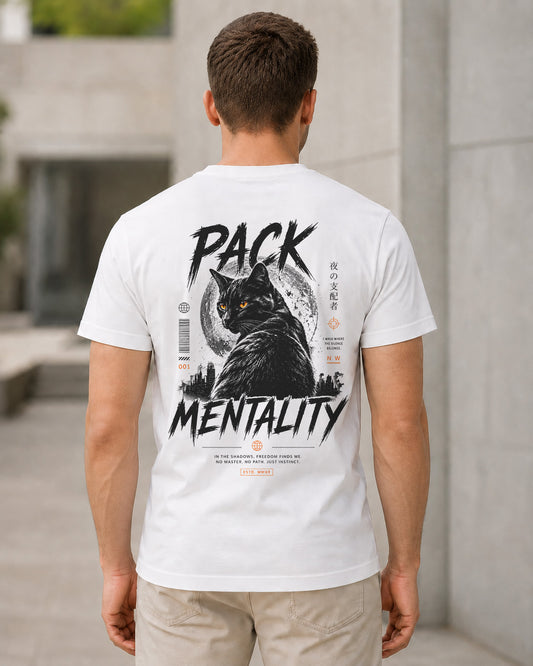 Pack Mentality T-Shirt – Bio-Baumwolle Shirt Weiss, Rückenprint