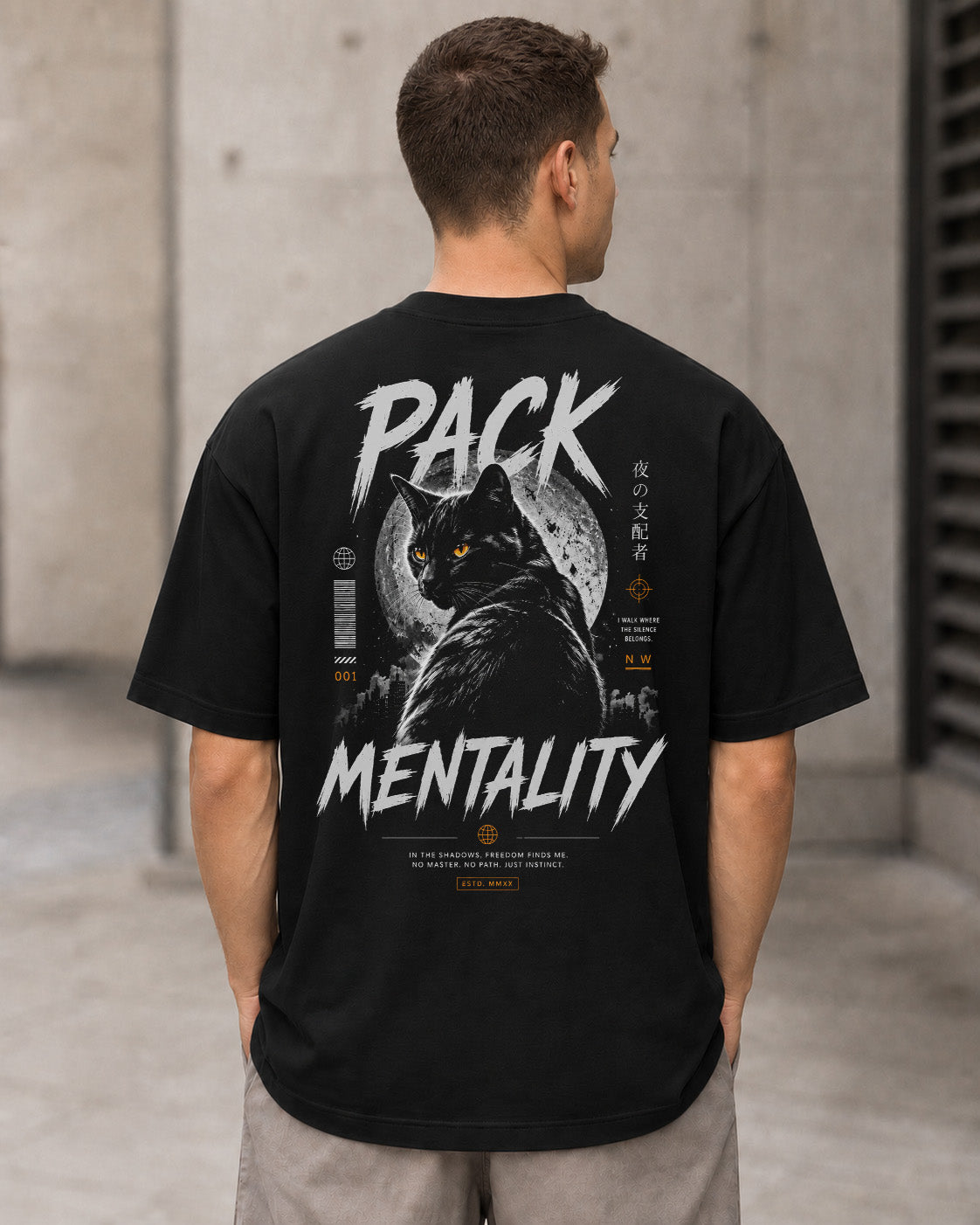 Pack Mentality T-Shirt – Heavyweight Oversize Shirt Schwarz, Rückenprint