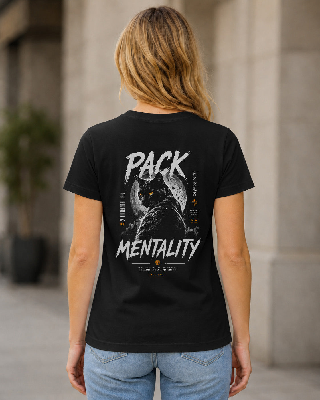 Pack Mentality T-Shirt – Frauen Shirt Schwarz, Rückenprint