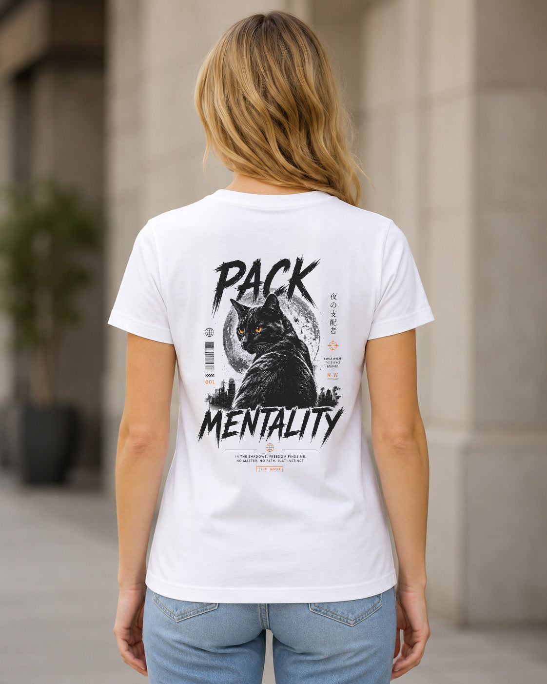 Pack Mentality T-Shirt – Frauen Shirt Weiss, Rückenprint
