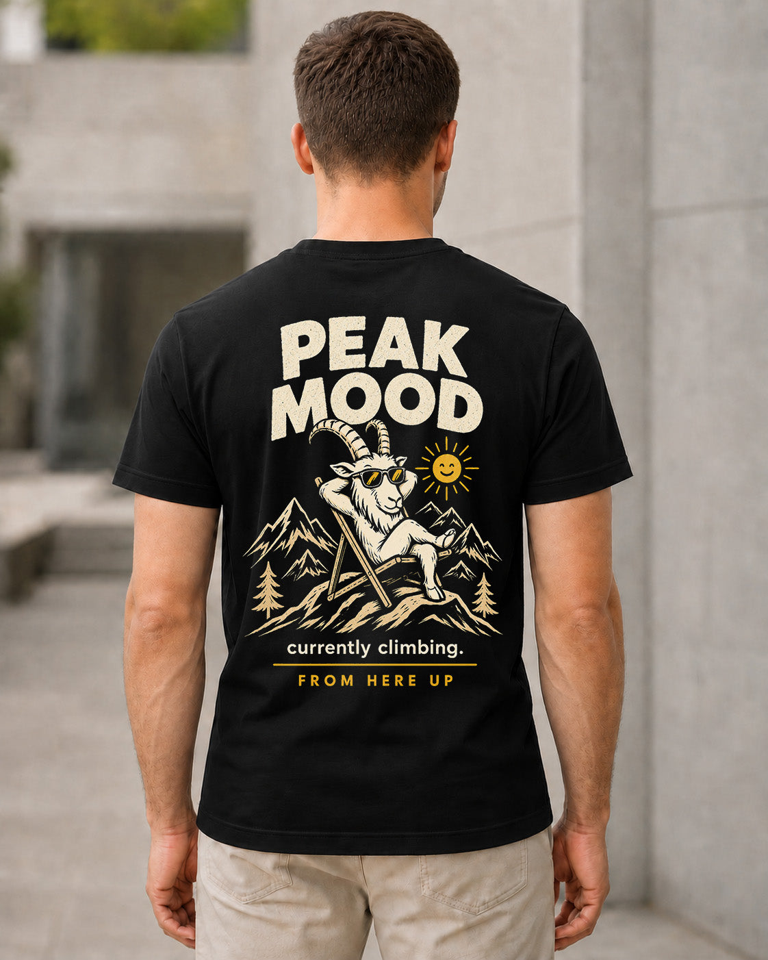 Peak Mood T-Shirt – Bio-Baumwolle Shirt Schwarz, Rückenprint