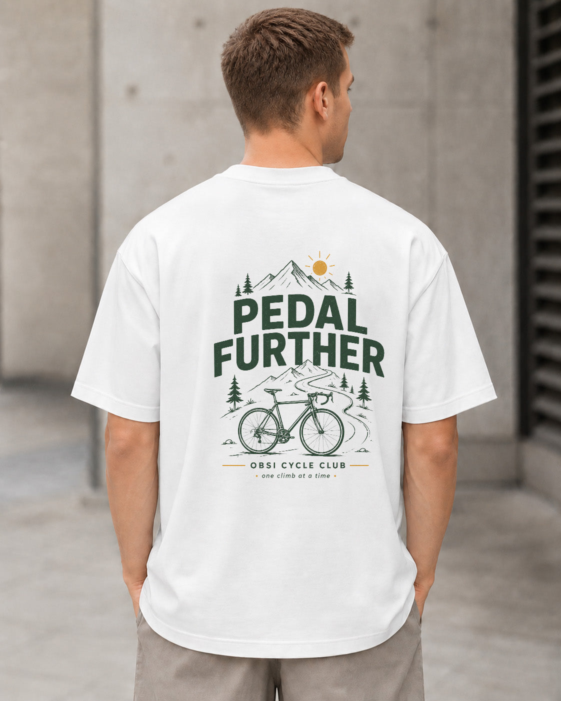 Pedal Further T-Shirt – Heavyweight Oversize Shirt Weiss, Rückenprint