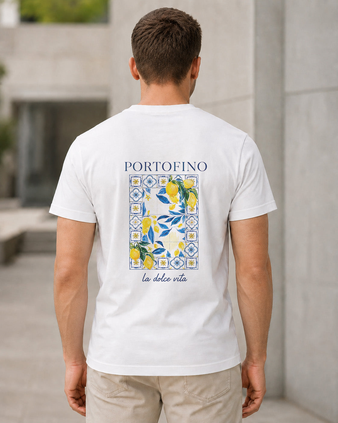 Portofino T-Shirt – Bio-Baumwolle Shirt Weiss, Rückenprint