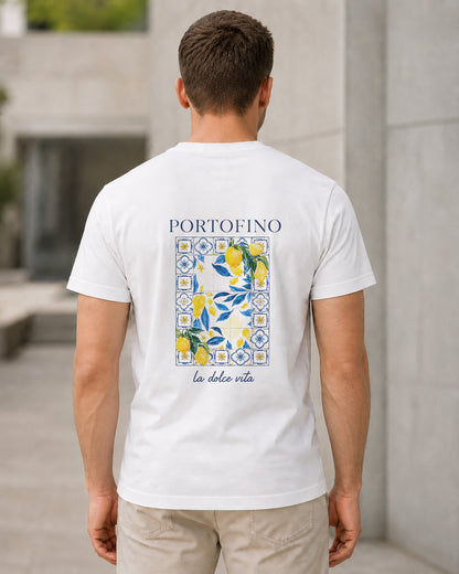 Portofino T-Shirt – Bio-Baumwolle Shirt Weiss, Rückenprint