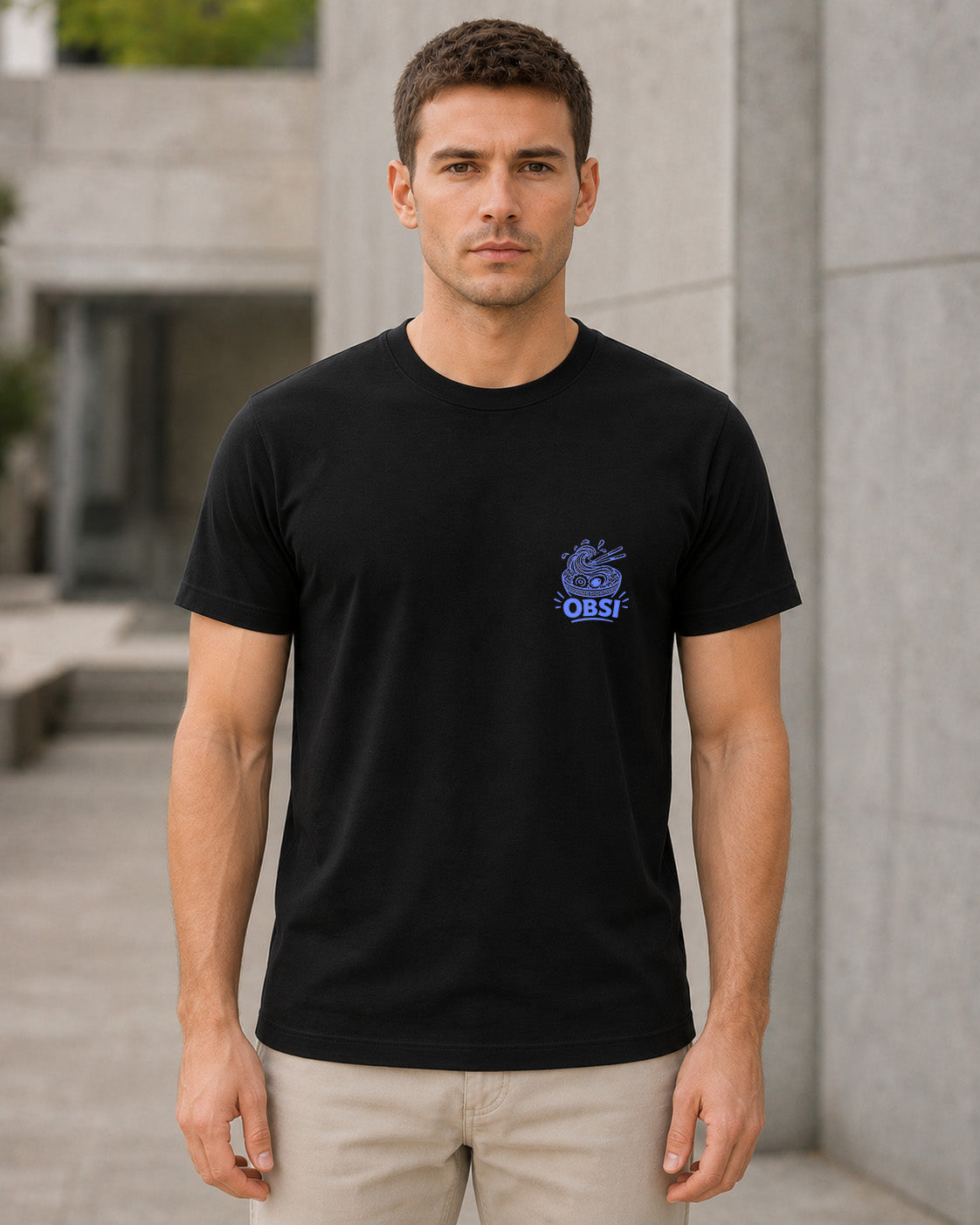 Ramen T-Shirt – Bio-Baumwolle Shirt Schwarz, Frontansicht