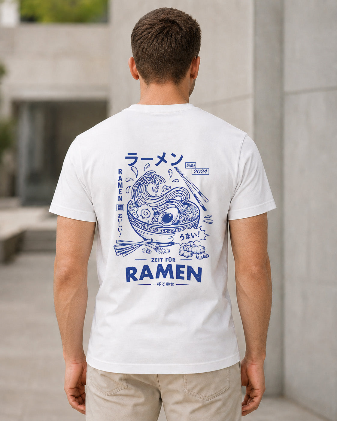 Ramen T-Shirt – Bio-Baumwolle Shirt Weiss, Rückenprint