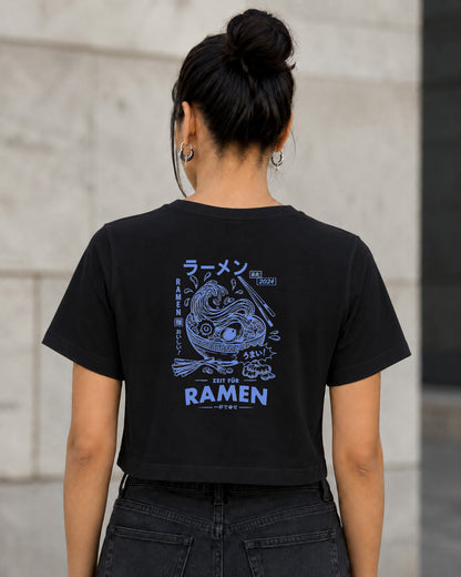 Ramen T-Shirt – Frauen Crop Shirt Schwarz, Rückenprint