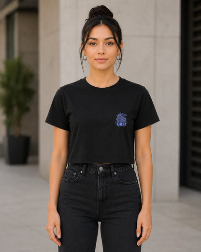 Ramen T-Shirt – Frauen Crop Shirt Schwarz, Frontansicht