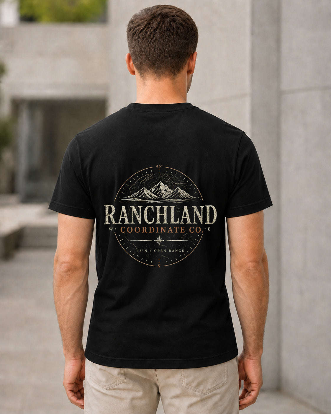 Ranchland T-Shirt – Bio-Baumwolle Shirt Schwarz, Rückenprint