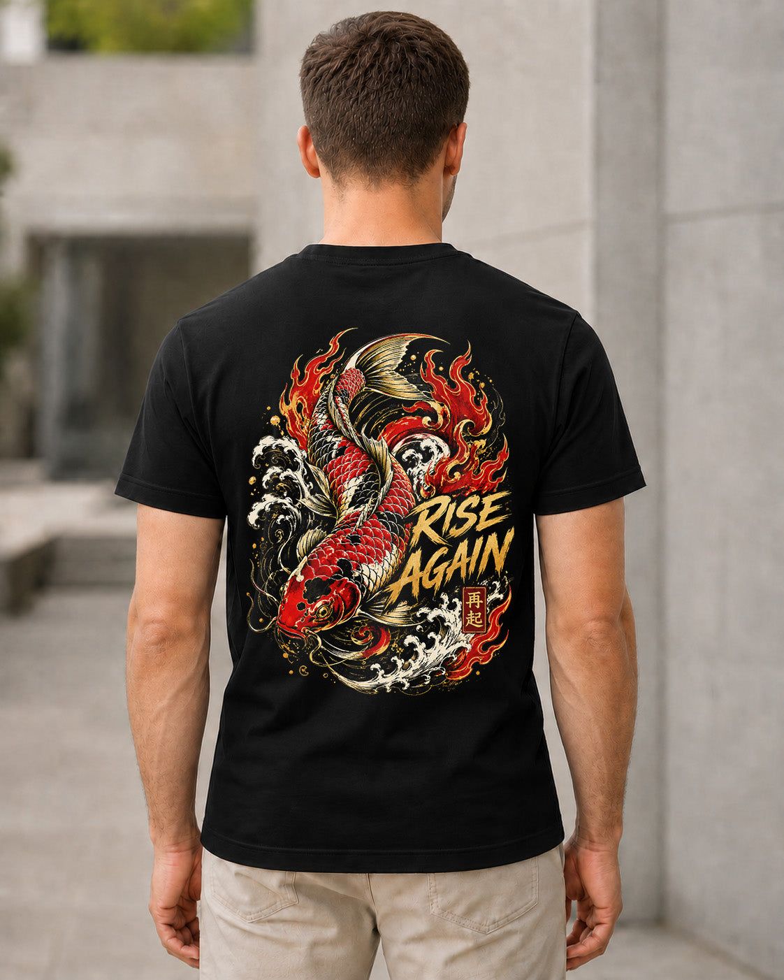 Rise Again T-Shirt – Bio-Baumwolle Shirt Schwarz, Rückenprint
