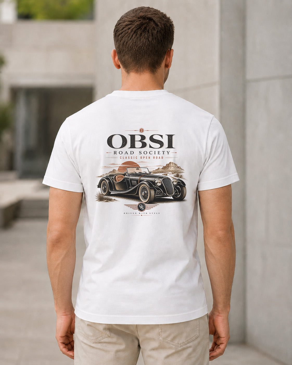 Road Society T-Shirt – Bio-Baumwolle Shirt Weiss, Rückenprint