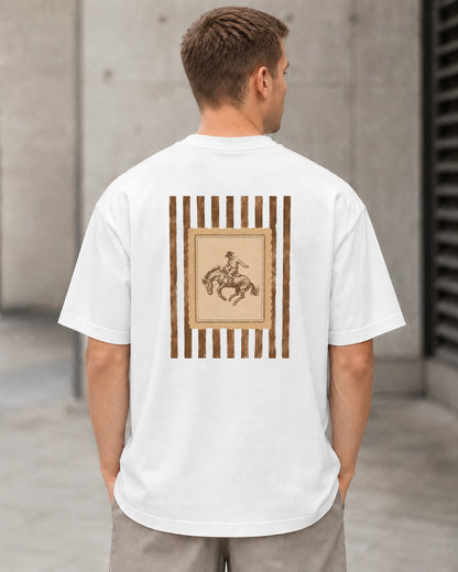 Rodeo T-Shirt – Heavyweight Oversize Shirt Weiss, Rückenprint