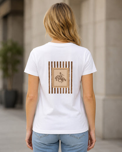Rodeo T-Shirt – Frauen Shirt Weiss, Rückenprint