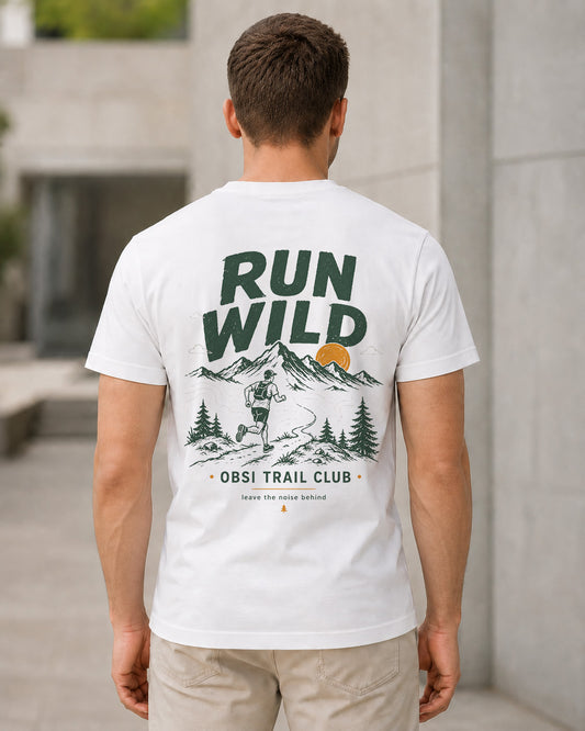 Run Wild T-Shirt – Bio-Baumwolle Shirt Weiss, Rückenprint