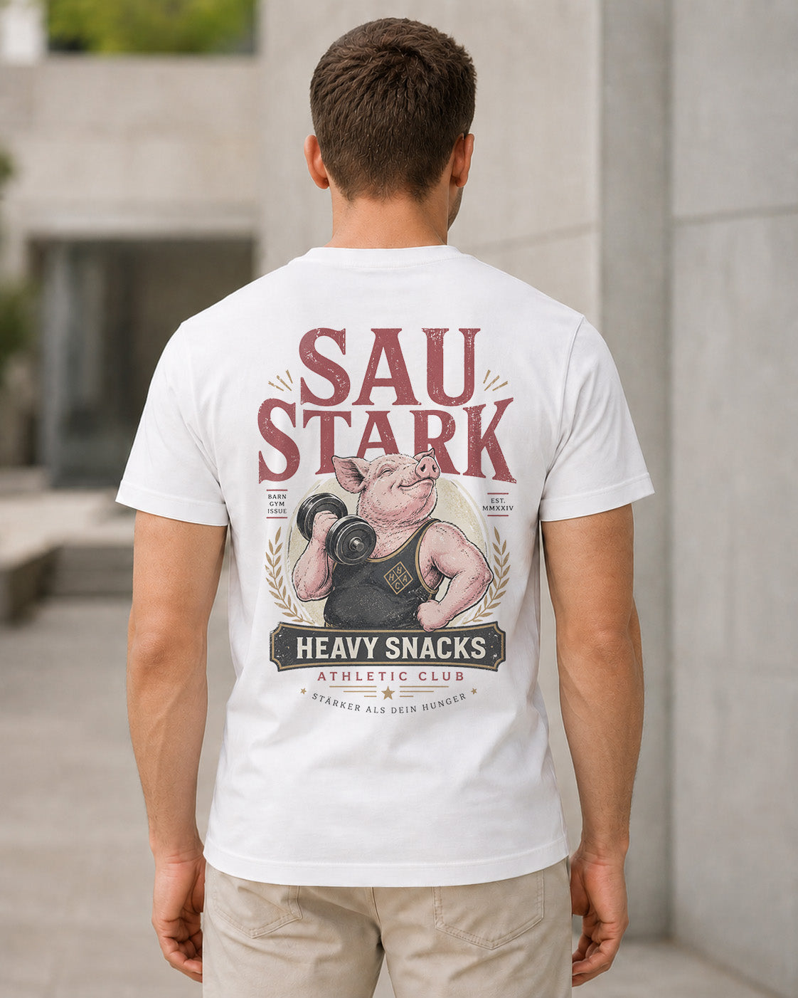 Sau Stark T-Shirt – Bio-Baumwolle Shirt Weiss, Rückenprint