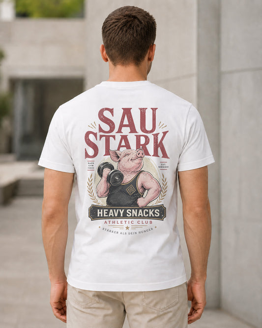 Sau Stark T-Shirt – Bio-Baumwolle Shirt Weiss, Rückenprint