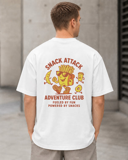 Snack Attack T-Shirt – Heavyweight Oversize Shirt Weiss, Rückenprint