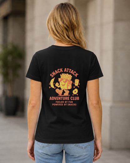 Snack Attack T-Shirt – Frauen Shirt Schwarz, Rückenprint
