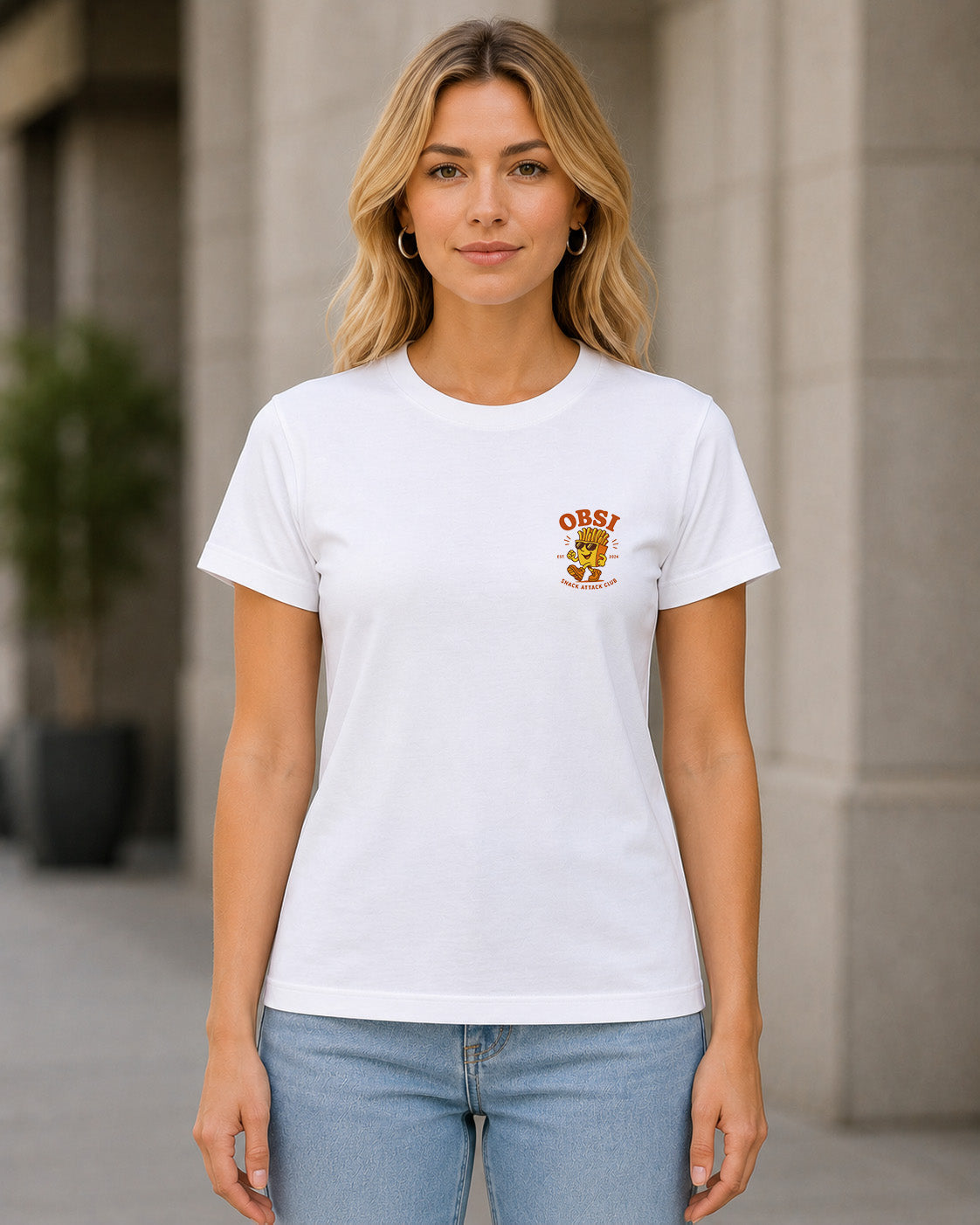 Snack Attack T-Shirt – Frauen Shirt Weiss, Frontansicht