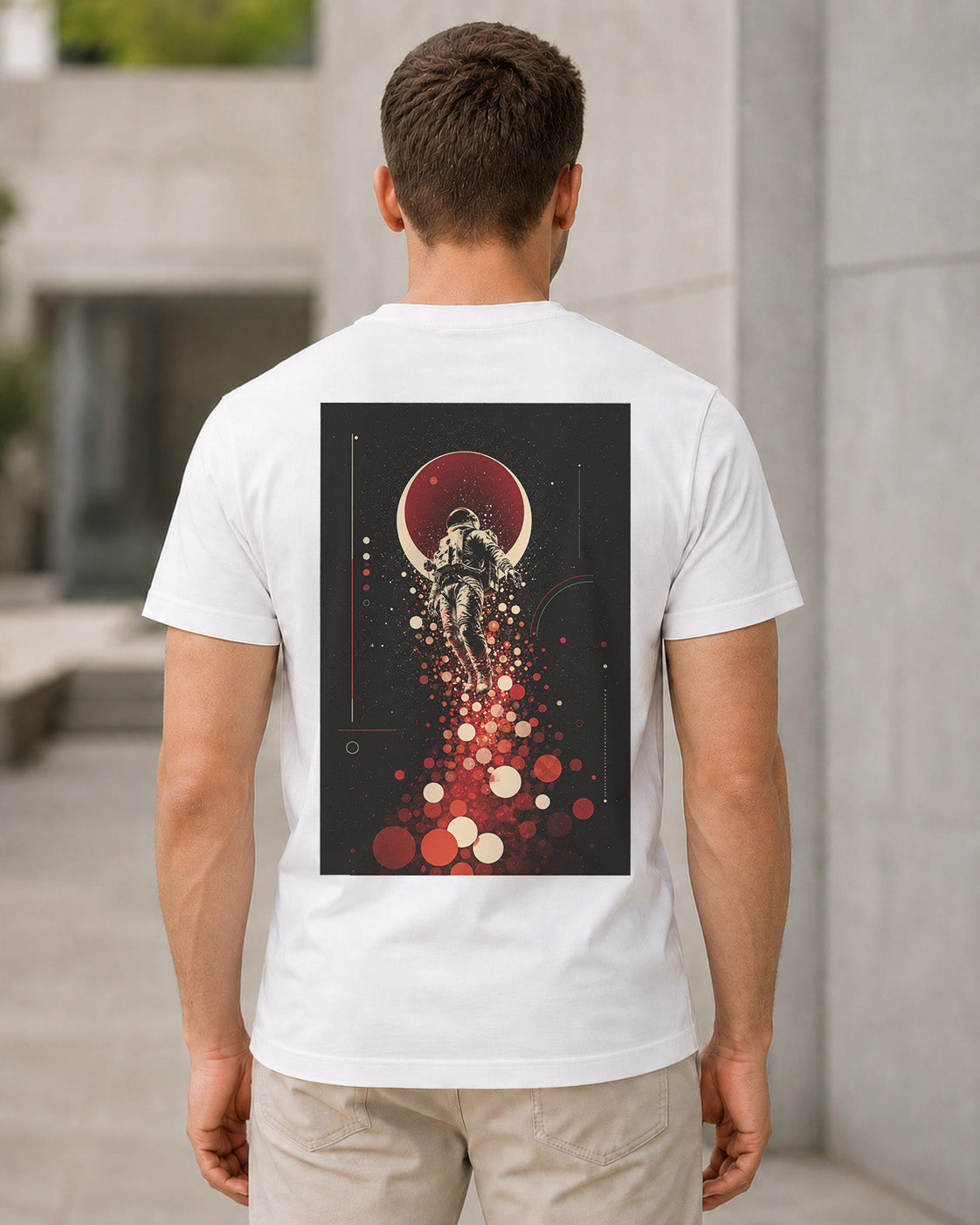 Stardust Astronaut T-Shirt – Bio-Baumwolle Shirt Weiss, Rückenprint