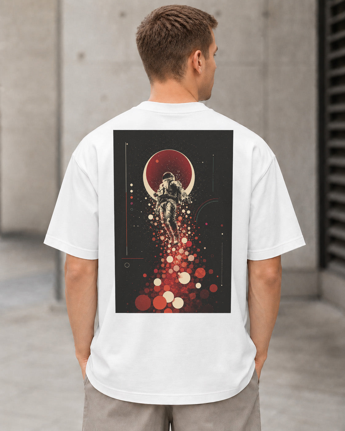 Stardust Astronaut T-Shirt – Heavyweight Oversize Shirt Weiss, Rückenprint