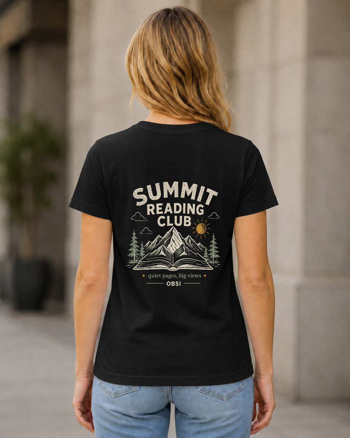 Summit Reading Club T-Shirt – Frauen Shirt Schwarz, Rückenprint