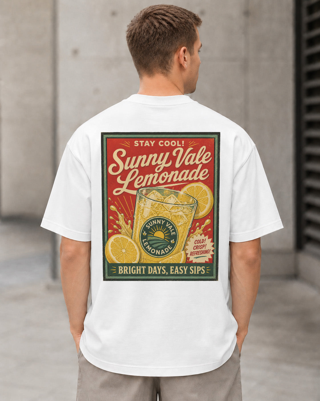 Sunny Vale Lemonade T-Shirt – Heavyweight Oversize Shirt Weiss, Rückenprint