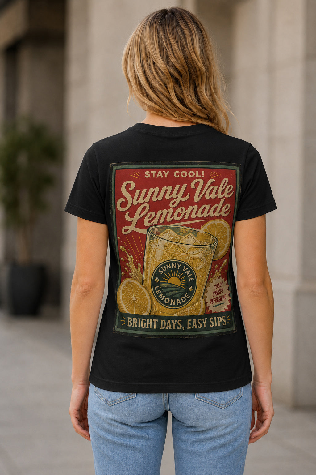 Sunny Vale Lemonade T-Shirt – Frauen Shirt Schwarz, Rückenprint