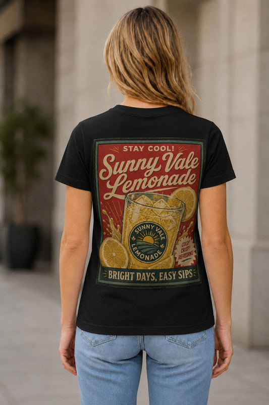 Sunny Vale Lemonade T-Shirt – Frauen Shirt Schwarz, Rückenprint
