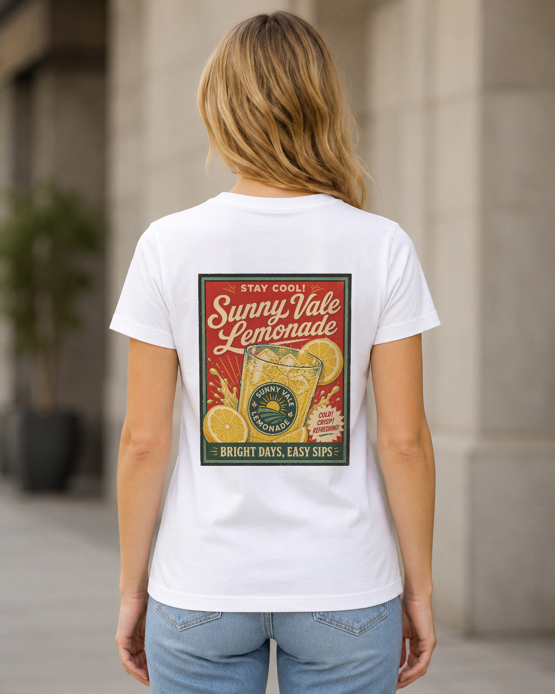 Sunny Vale Lemonade T-Shirt – Frauen Shirt Weiss, Rückenprint