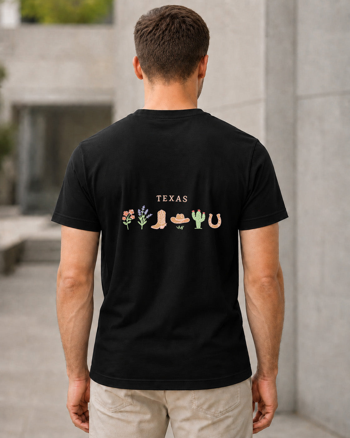 Texas T-Shirt – Bio-Baumwolle Shirt Schwarz, Rückenprint