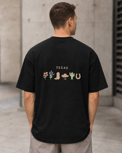 Texas T-Shirt – Heavyweight Oversize Shirt Schwarz, Rückenprint