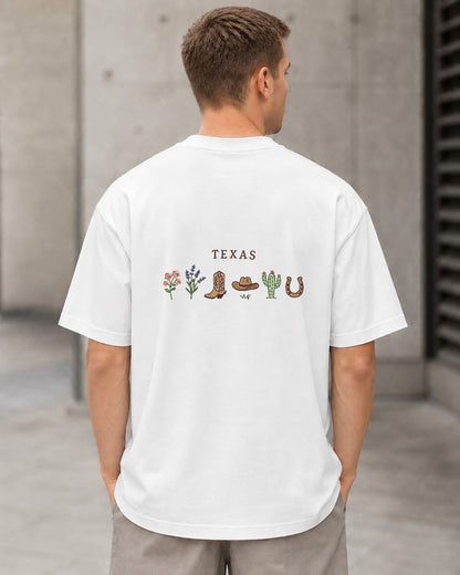Texas T-Shirt – Heavyweight Oversize Shirt Weiss, Rückenprint
