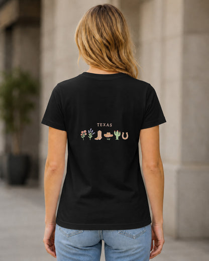 Texas T-Shirt – Frauen Shirt Schwarz, Rückenprint