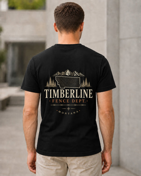 Timberline T-Shirt – Bio-Baumwolle Shirt Schwarz, Rückenprint