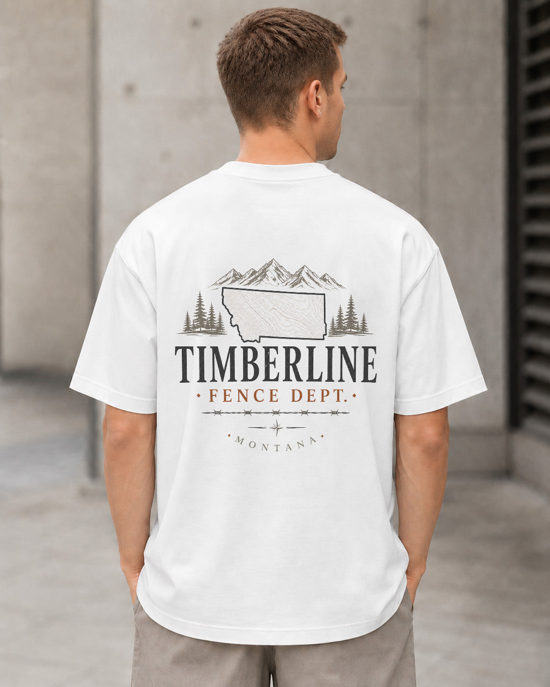 Timberline T-Shirt – Heavyweight Oversize Shirt Weiss, Rückenprint