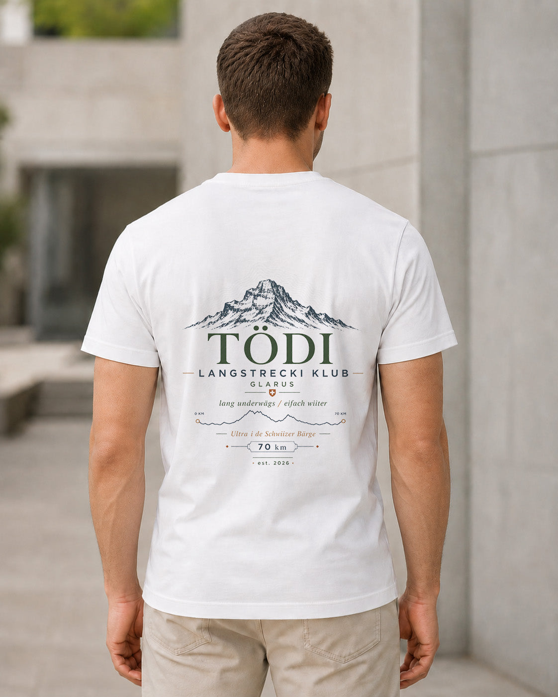 Tödi T-Shirt – Bio-Baumwolle Shirt Weiss, Rückenprint