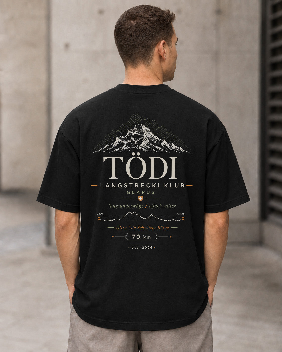 Tödi T-Shirt – Heavyweight Oversize Shirt Schwarz, Rückenprint