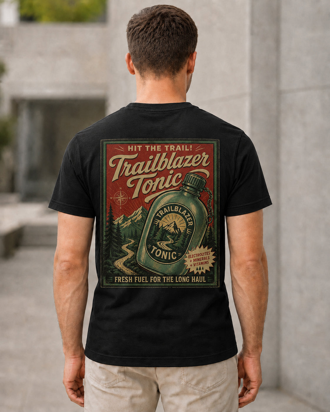 Trailblazer Tonic T-Shirt – Bio-Baumwolle Shirt Schwarz, Rückenprint