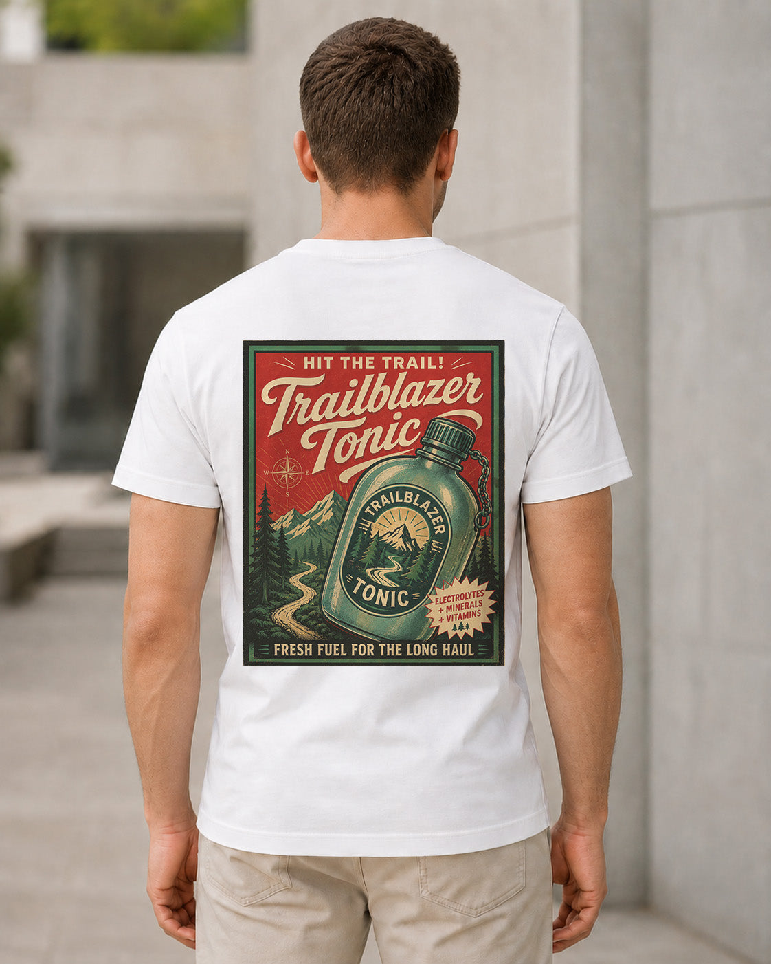 Trailblazer Tonic T-Shirt – Bio-Baumwolle Shirt Weiss, Rückenprint