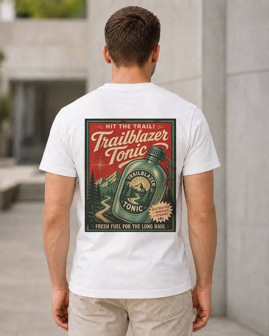Trailblazer Tonic T-Shirt – Bio-Baumwolle Shirt Weiss, Rückenprint