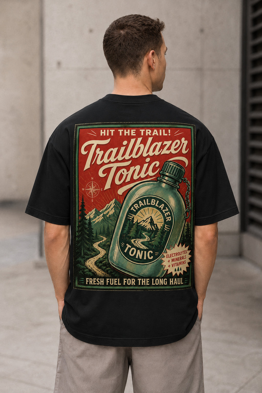 Trailblazer Tonic T-Shirt – Heavyweight Oversize Shirt Schwarz, Rückenprint
