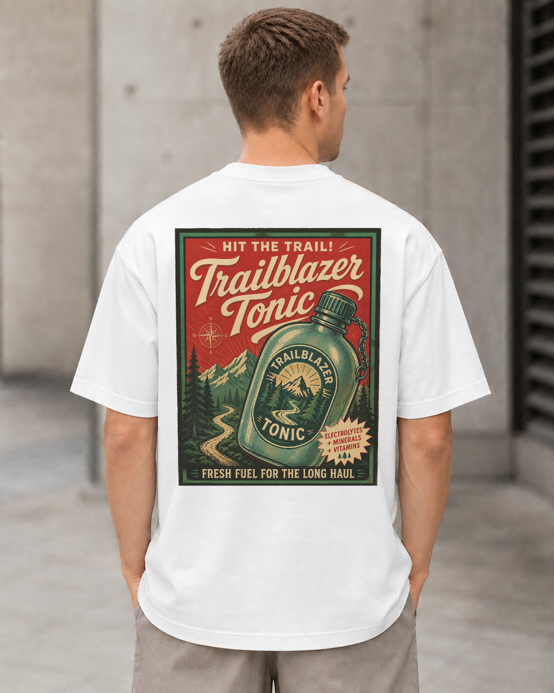 Trailblazer Tonic T-Shirt – Heavyweight Oversize Shirt Weiss, Rückenprint