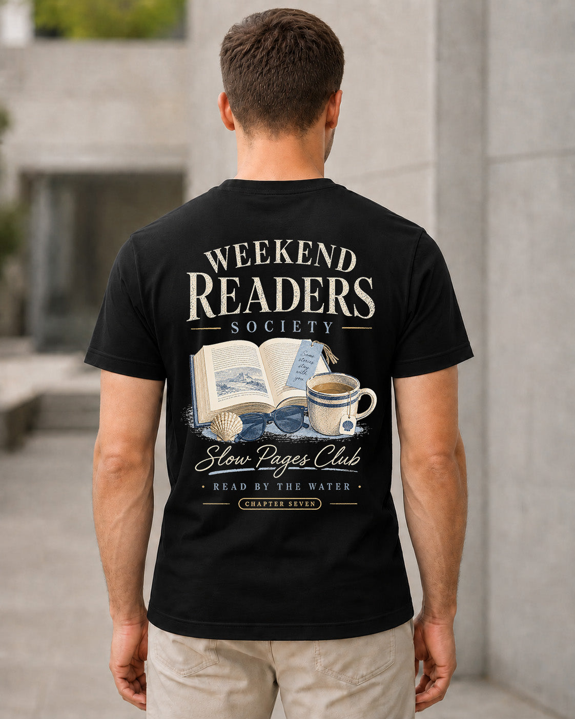 Weekend Readers Society T-Shirt – Bio-Baumwolle Shirt Schwarz, Rückenprint