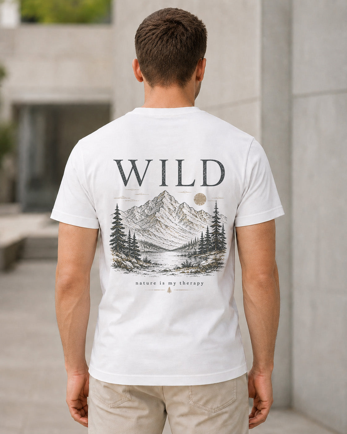 Wild Nature Therapy T-Shirt – Bio-Baumwolle Shirt Weiss, Rückenprint