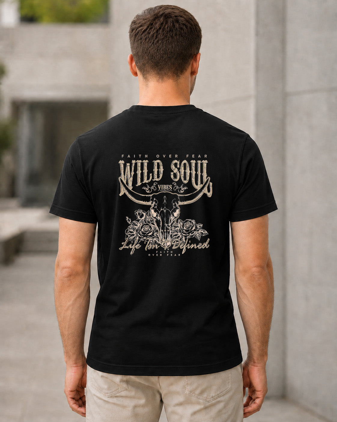 Wild Soul T-Shirt – Bio-Baumwolle Shirt Schwarz, Rückenprint